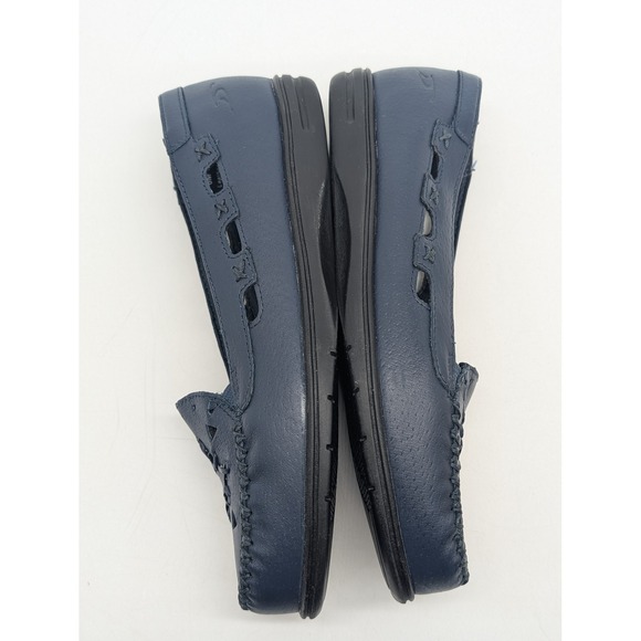 Dr Scholls Womens Navy Blue Leather Slip On Loafer Shoes Size 6M - Picture 8 of 10